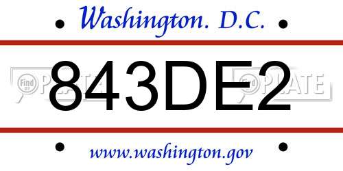 843DE2 District Of Columbia License Plate