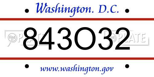 843O32 District Of Columbia License Plate