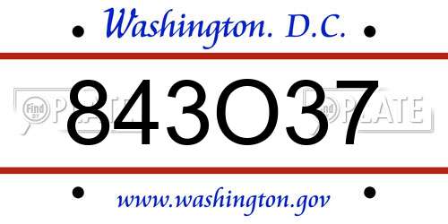 843O37 District Of Columbia License Plate