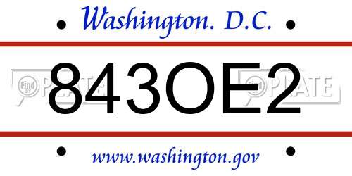 843OE2 District Of Columbia License Plate