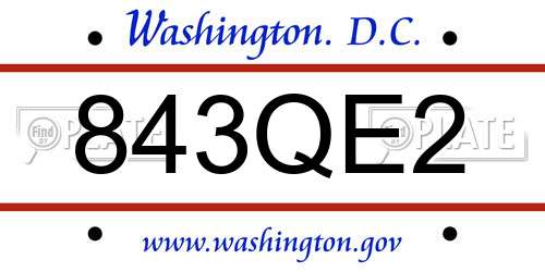843QE2 District Of Columbia License Plate
