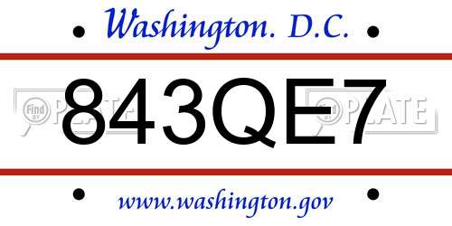 843QE7 District Of Columbia License Plate