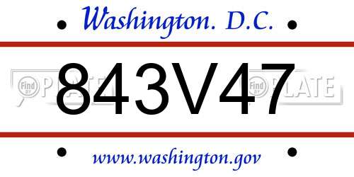 843V47 District Of Columbia License Plate