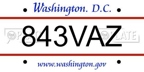 843VAZ District Of Columbia License Plate