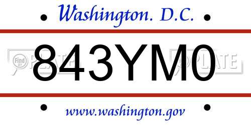 843YM0 District Of Columbia License Plate