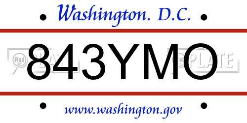 843YMO District Of Columbia License Plate