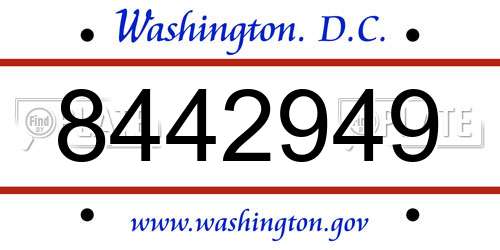 8442949 District Of Columbia License Plate