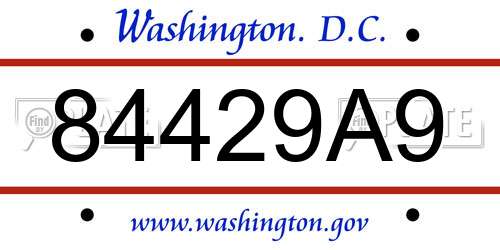 84429A9 District Of Columbia License Plate