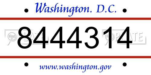 8444314 District Of Columbia License Plate