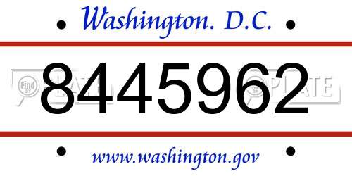 8445962 District Of Columbia License Plate