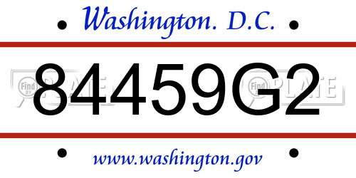 84459G2 District Of Columbia License Plate