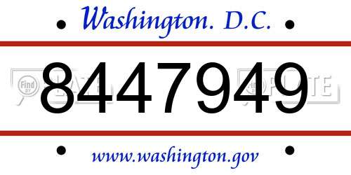 8447949 District Of Columbia License Plate