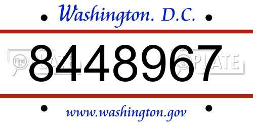 8448967 District Of Columbia License Plate