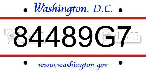 84489G7 District Of Columbia License Plate