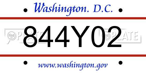 844Y02 District Of Columbia License Plate