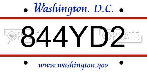 844YD2 District Of Columbia License Plate