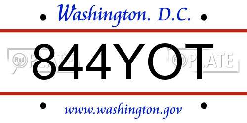 844YOT District Of Columbia License Plate