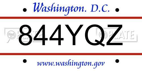 844YQZ District Of Columbia License Plate