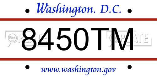 8450TM District Of Columbia License Plate