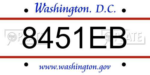 8451EB District Of Columbia License Plate