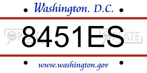 8451ES District Of Columbia License Plate