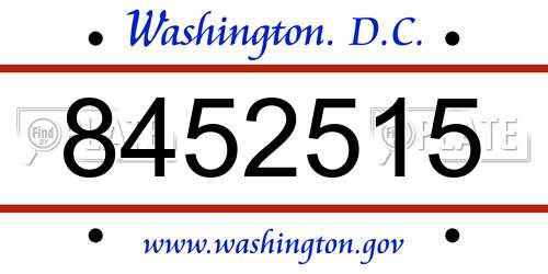 8452515 District Of Columbia License Plate