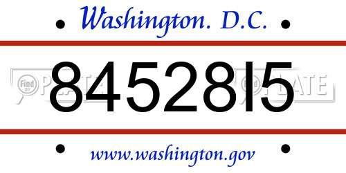 84528I5 District Of Columbia License Plate