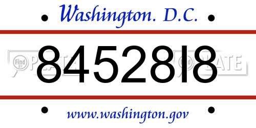 84528I8 District Of Columbia License Plate