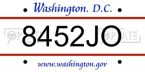 8452JO District Of Columbia License Plate