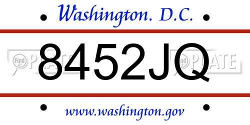 8452JQ District Of Columbia License Plate