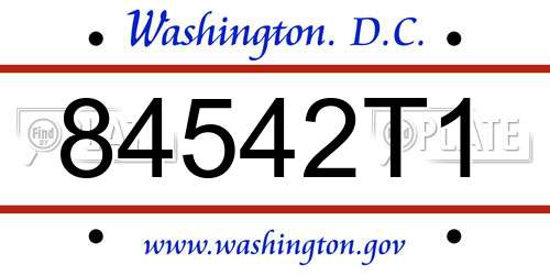 84542T1 District Of Columbia License Plate