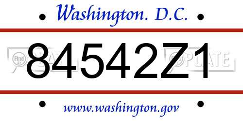 84542Z1 District Of Columbia License Plate