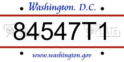 84547T1 District Of Columbia License Plate