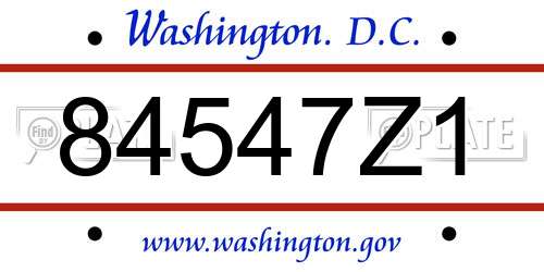 84547Z1 District Of Columbia License Plate