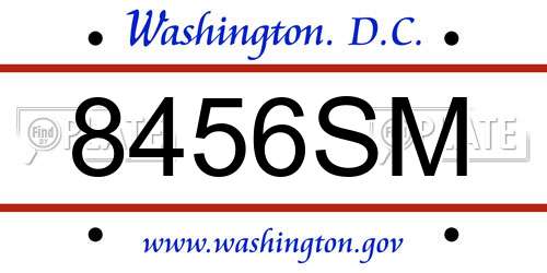 8456SM District Of Columbia License Plate