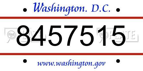 8457515 District Of Columbia License Plate