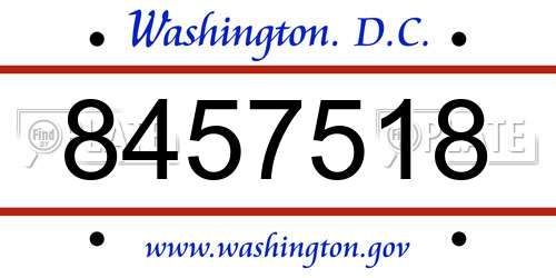 8457518 District Of Columbia License Plate