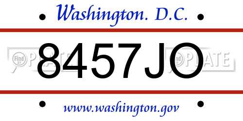 8457JO District Of Columbia License Plate