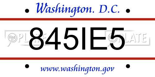 845IE5 District Of Columbia License Plate