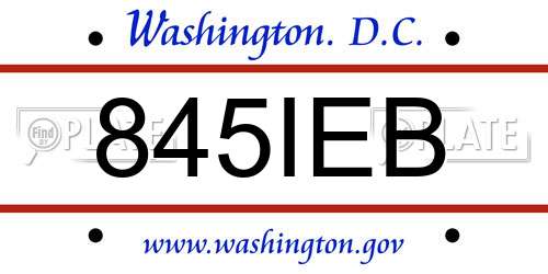 845IEB District Of Columbia License Plate