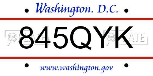 845QYK District Of Columbia License Plate
