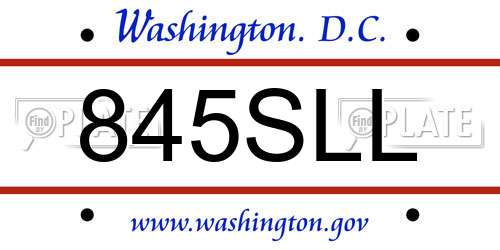 845SLL District Of Columbia License Plate