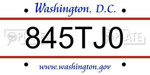 845TJ0 District Of Columbia License Plate