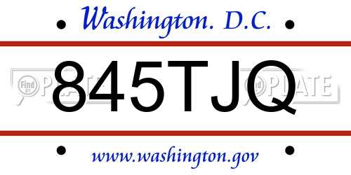 845TJQ District Of Columbia License Plate