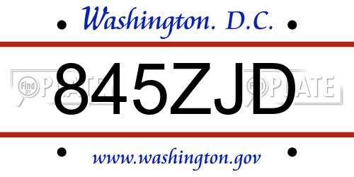 845ZJD District Of Columbia License Plate