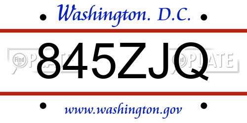 845ZJQ District Of Columbia License Plate