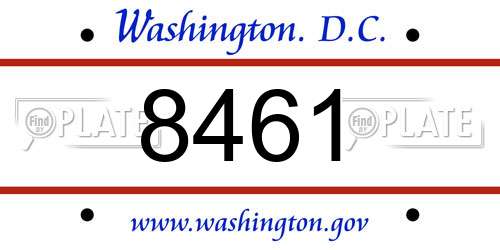 8461 District Of Columbia License Plate