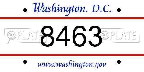 8463 District Of Columbia License Plate