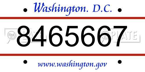 8465667 District Of Columbia License Plate