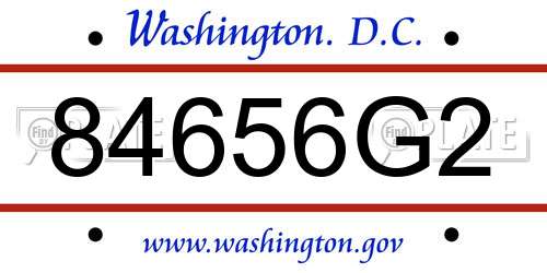 84656G2 District Of Columbia License Plate